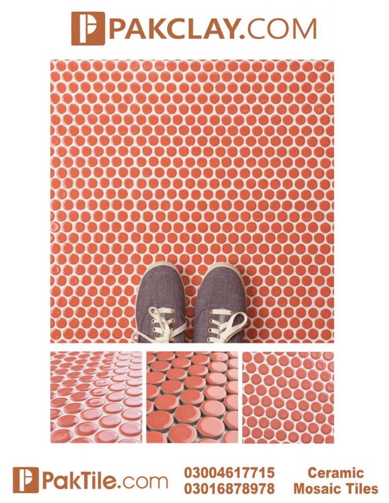 Red Colour Ceramic Mosaic Floor Tiles