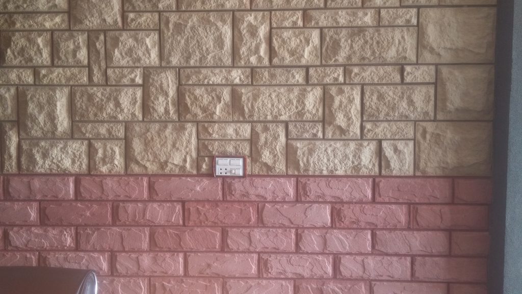 Chakwal Stone Tiles Price in Pakistan beautiful two colours red and cream concrete wall face tiles home material shop market images