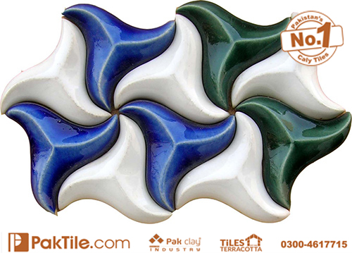 Pak Clay green ceramic glazed face white blue colourful home geometric shape wall face mosaic tiles pattern work shop in faisalabad quetta rawalpindi images