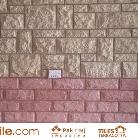 Beautiful two colours red and cream concrete wall face tiles pakistan