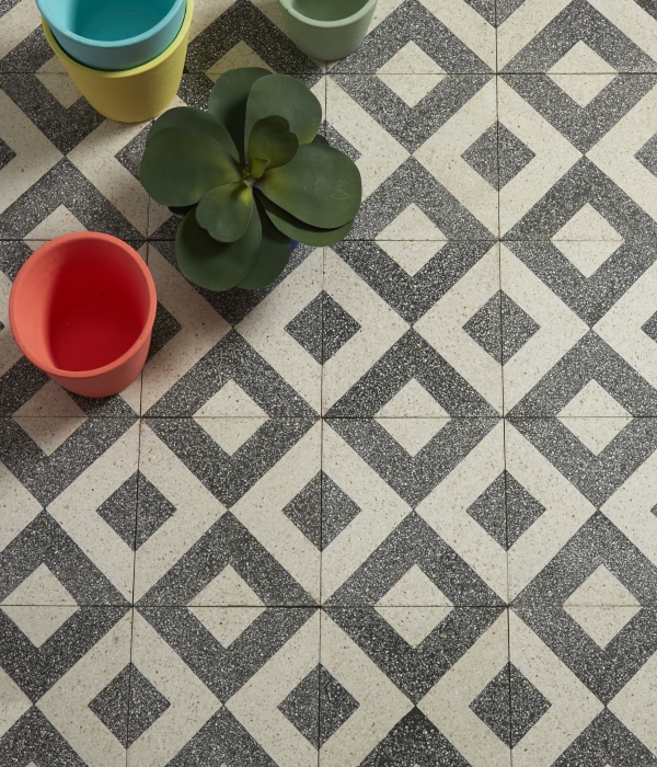 Terrazzo floor tiles square design size 8x8x1 inch