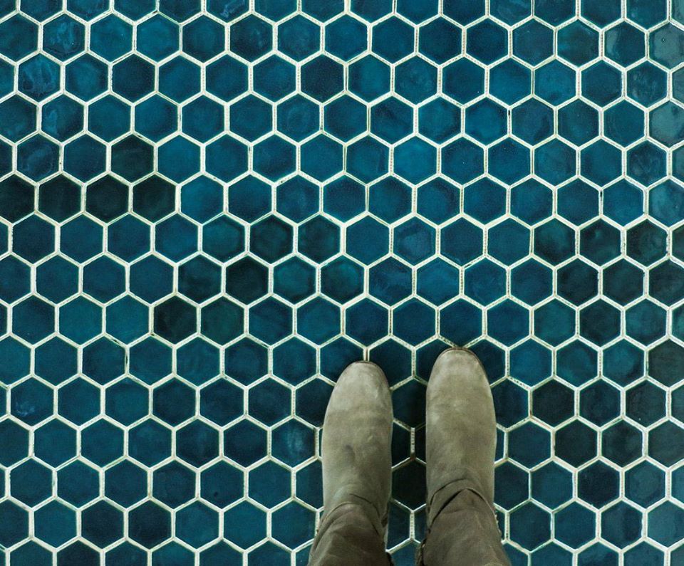 3 Navy Blue Color Glazed Ceramic Mosaic Floor Tiles
