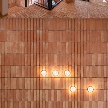 Livingroom terracotta wall tiles design in lahore
