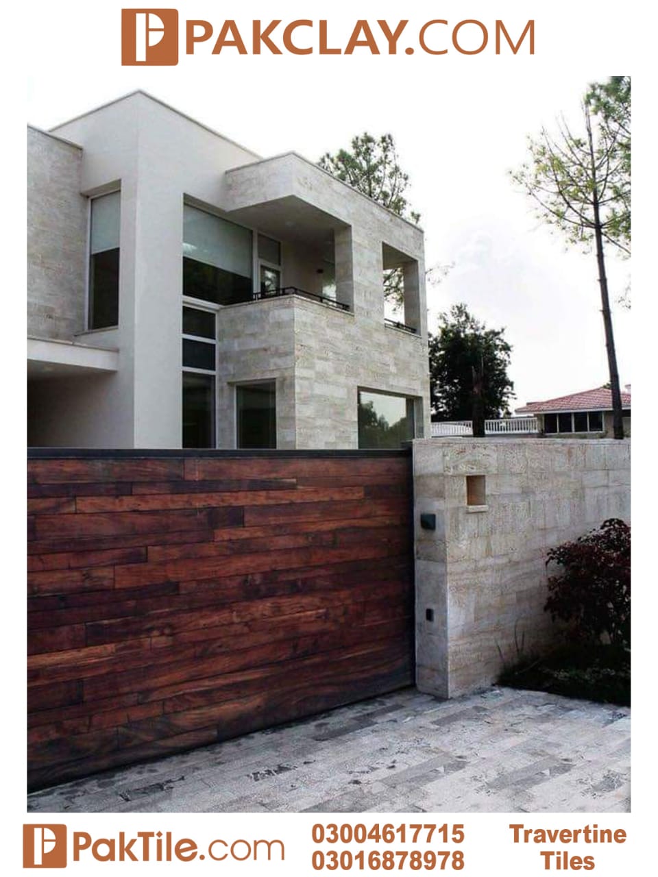 House Front Wall Travertine Marble Tiles