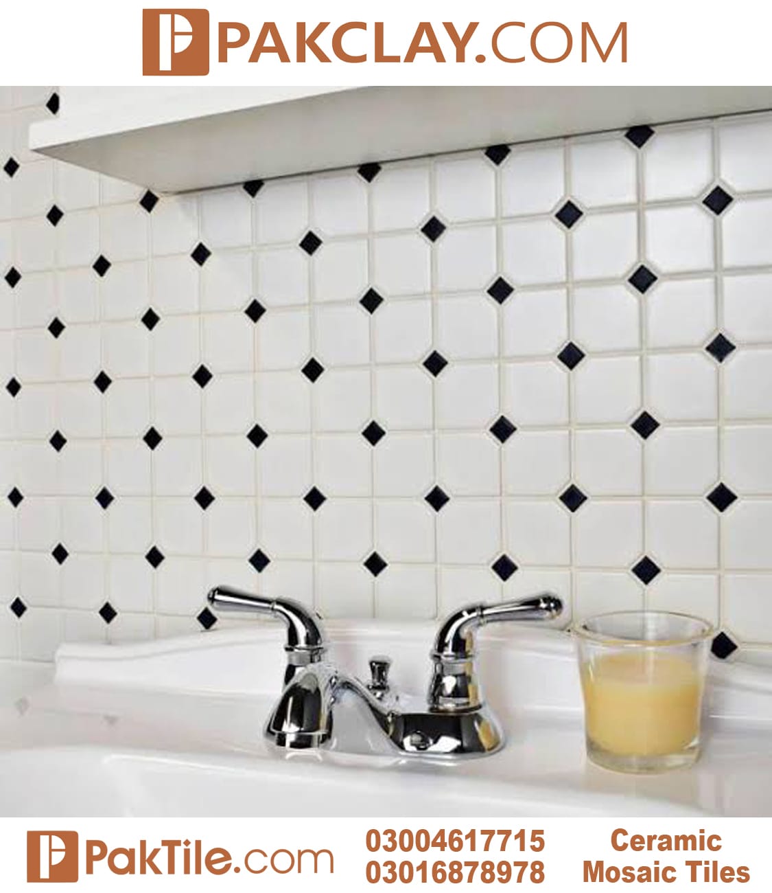 Pak Clay Bathroom Wall Mosaic Tiles Design